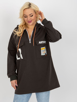 Hurt Khaki dłuższa bluza plus size z suwakiem u góry