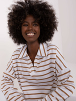 Hurtownia Biało-brązowa bawełniana bluzka oversize