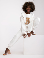 Ecru bawełniany komplet dresowy z kieszeniami Edvige  