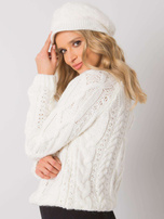 Ecru czapka zimowa z błyszczącą nicią