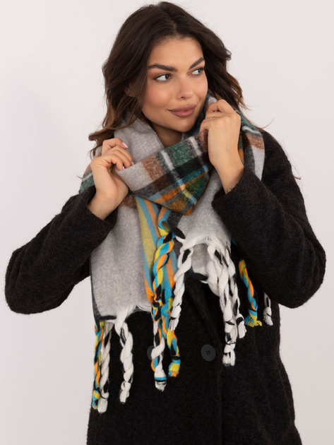 Hurtownia Szary damski szal z frędzlami