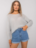 Szary sweter z dzianiny Carina OCH BELLA