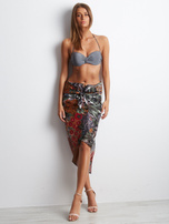 Hurtownia Czarna wzorzysta chusta z bawełny