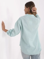 Miętowo-biała rozpinana koszula z bawełny