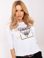 Hurt Biała bawełniana bluzka damska z napisem