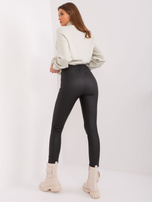 Wholesale Black faux leather leggings with insulation.