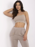 Ciemnobeżowe dresowe spodnie z przeszyciami