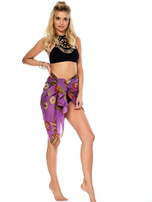 Hurt Fioletowa chusta bawełniana w kwiaty