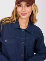 Granatowa jeansowa koszula z kołnierzykiem 