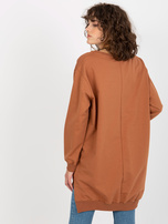 Hurt Jasnobrązowo-pomarańczowa długa bluza oversize z napisem 