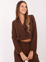 Brązowy elegancki komplet w jednolitym kolorze RUE PARIS