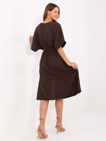 Ciemnobrązowa muślinowa sukienka z kopertowym dekoltem