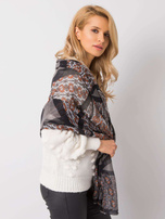 Czarno-pomarańczowa chusta we wzory