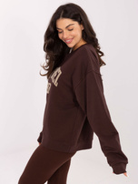 Ciemnobrązowa damska bluza oversize bez kaptura