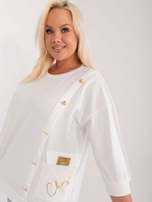 Hurt Ecru bluzka plus size z aplikacją w kształcie serca