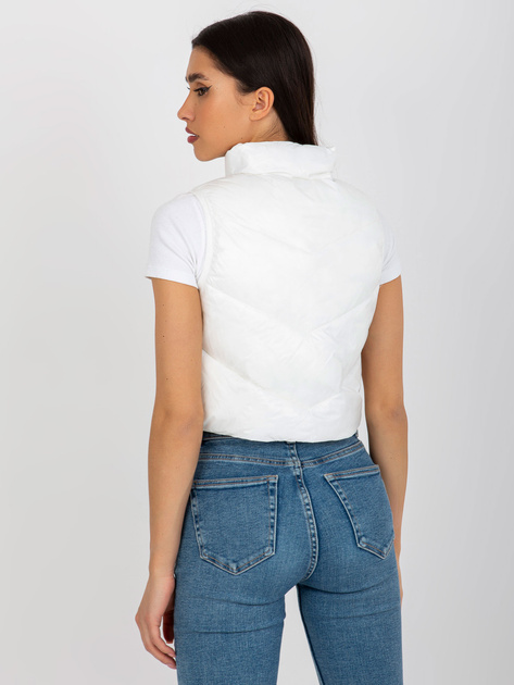 Hurtownia Ecru krótka kamizelka pikowana z kieszeniami