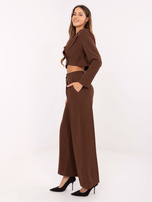 Brązowy elegancki komplet w jednolitym kolorze RUE PARIS