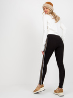 Hurtownia Czarne damskie legginsy na co dzień z lampasami