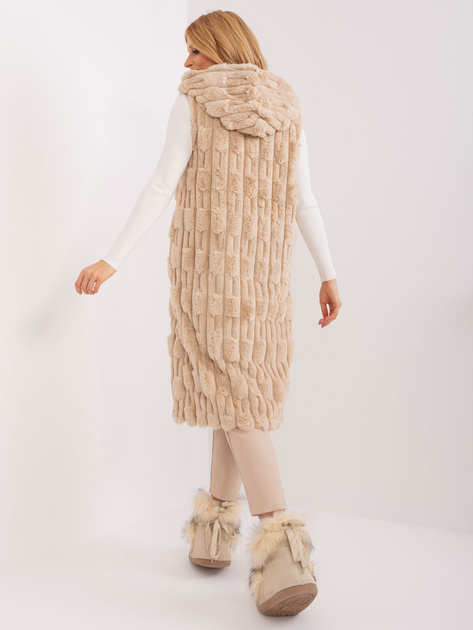 Hurt Beżowa futrzana kamizelka z zapięciem