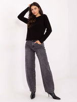 Black classic sweater with a round neckline.