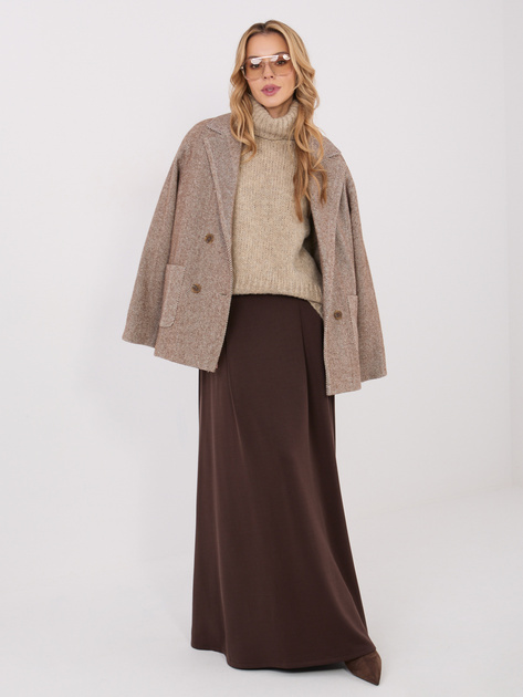 Ciemnobrązowa maxi spódnica z zakładkami