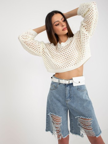 Hurt Niebieskie długie szorty jeansowe z dziurami