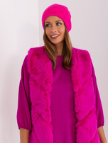 Hurt Ciemnoróżowa czapka zimowa z aplikacjami