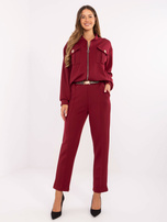 Bordowy komplet z ozdobną gumką na spodiach