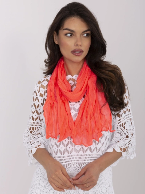 Fluo różowa damska chusta z marszczeniem