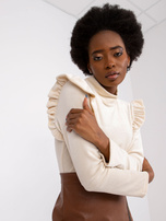 Beżowa bluzka welurowa z falbanami Eugenie