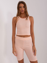 Hurtownia Brzoskwiniowy bawełniany komplet casualowy z bluzą