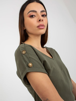 Hurt Ciemna khaki codzienna bluzka z krótkim rękawem OCH BELLA