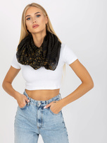 Czarno-khaki chusta komin z motywem 