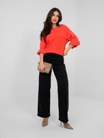 Koralowy damski sweter w jednolitym kolorze