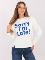 Ecru-niebieska dresowa bluza bez kaptura 