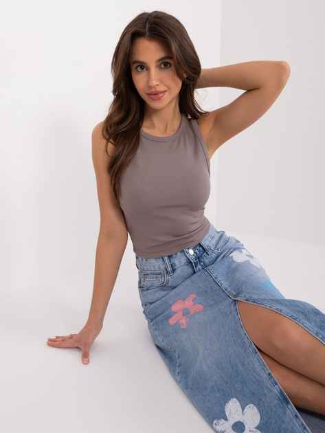 Hurt Niebieska midi spódnica jeansowa z nadrukiem