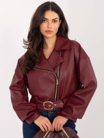 Bordowa kurtka ramonerka z ekoskóry RUE PARIS