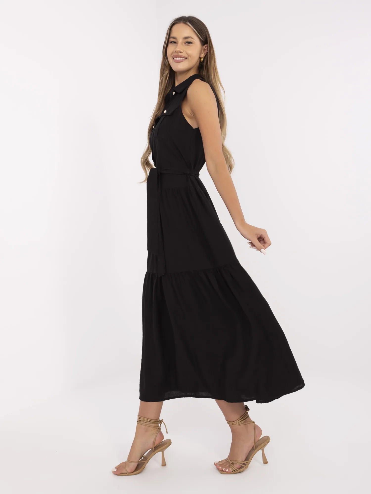Black summer dress with pockets.