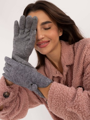 Wholesale Gray Women's Gloves with Button