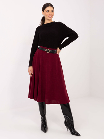 Bordowa spódnica z prążkowanej dzianiny RUE PARIS