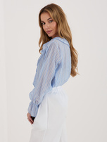 Jasnoniebieska prześwitująca bluzka z długim rękawem