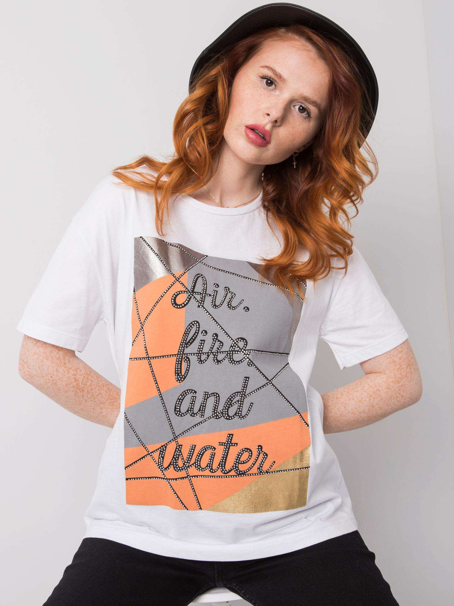 Biały t-shirt bawełniany Madelyn