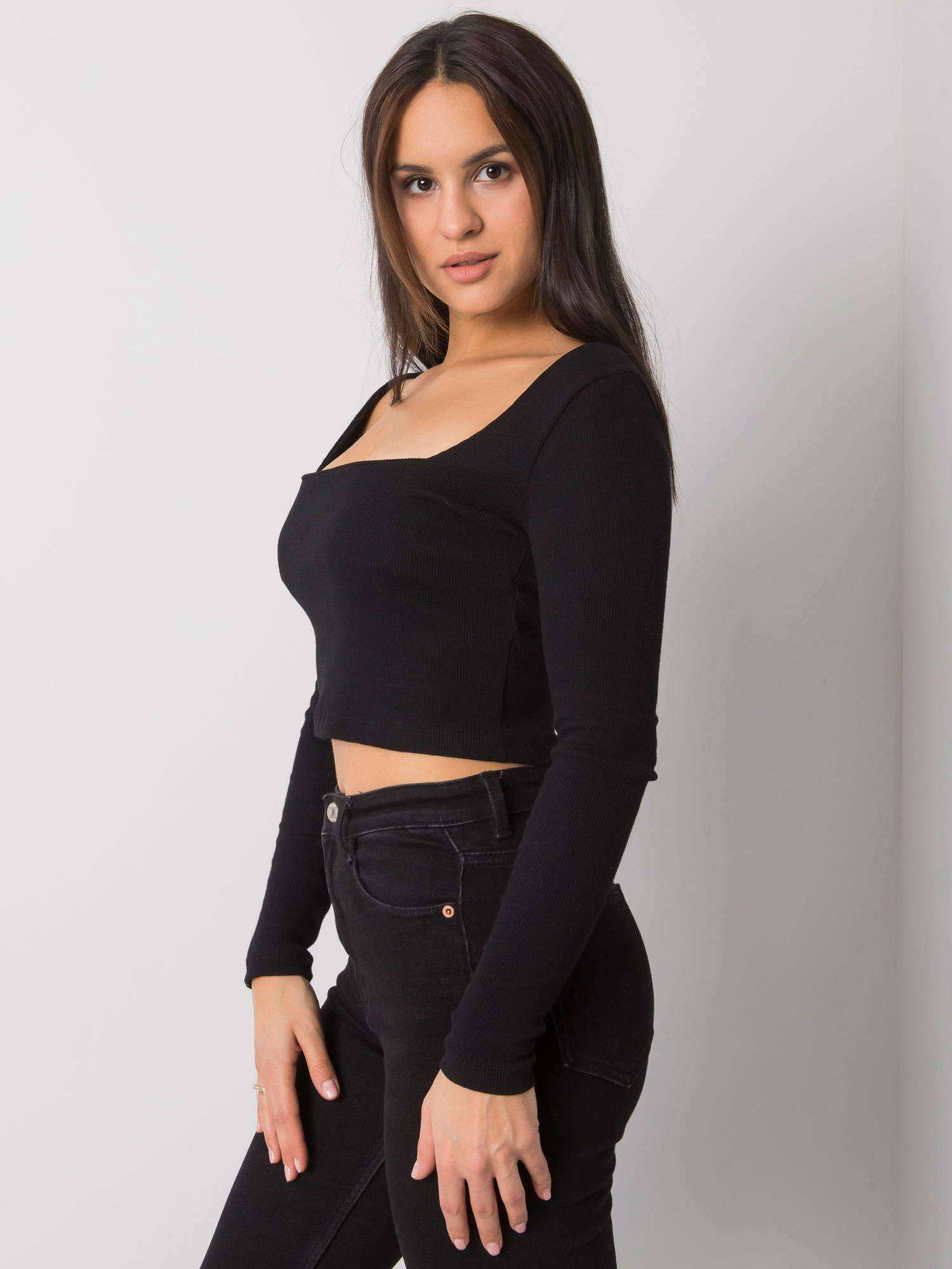 Black short blouse with stripe Cammy RUE PARIS