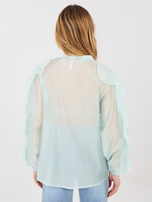 Jasnomiętowa elegancka koszula z falbanami