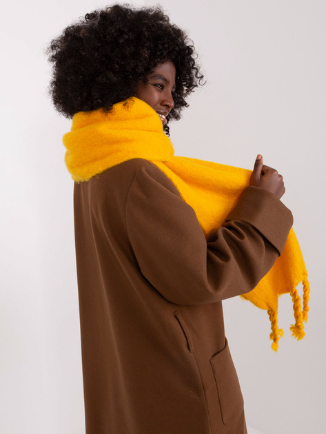 Hurtownia Ciemnożółty szeroki szal damski