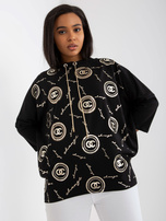 Hurtownia online Czarna bawełniana bluzka plus size z printami