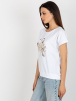 Hurt Biała bluzka z nadrukiem i krótkim rękawem RUE PARIS