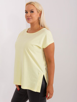 Hurt Jasnożółta damska bluzka basic plus size z bawełny