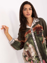 Khaki rozpinana koszula z nadrukiem  RUE PARIS