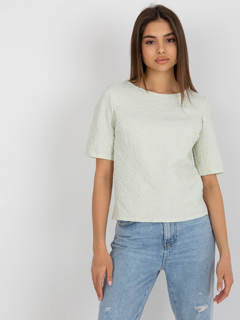 Hurt Jasnozielona bluzka wizytowa z okrągłym dekoltem